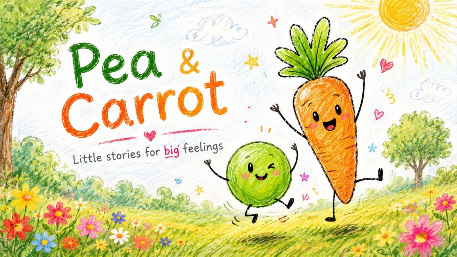 Pea & Carrot happiness guide illustration