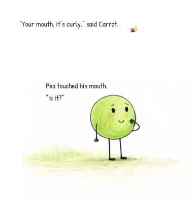 A final spread from Pea & Carrot The Happy Book