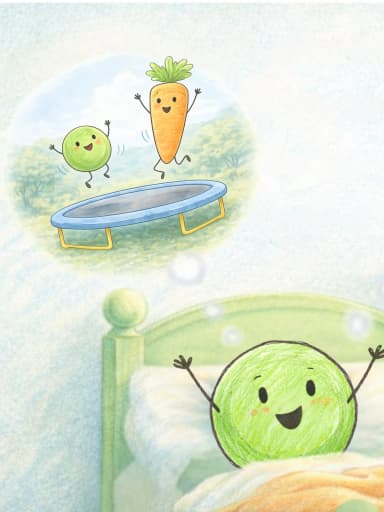 Pea & Carrot The Tired Book interior spread
